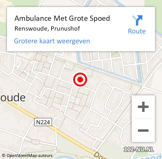 Locatie op kaart van de 112 melding: Ambulance Met Grote Spoed Naar Renswoude, Prunushof op 17 april 2022 16:26