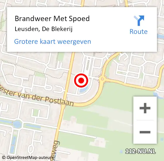 Locatie op kaart van de 112 melding: Brandweer Met Spoed Naar Leusden, De Blekerij op 17 april 2022 16:30