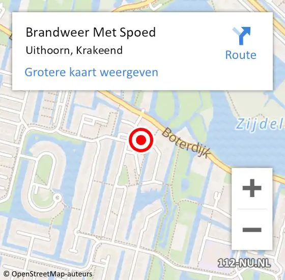 Locatie op kaart van de 112 melding: Brandweer Met Spoed Naar Uithoorn, Krakeend op 17 april 2022 16:41