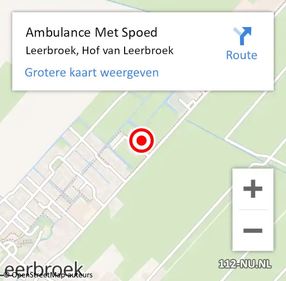 Locatie op kaart van de 112 melding: Ambulance Met Spoed Naar Leerbroek, Hof van Leerbroek op 17 april 2022 16:46