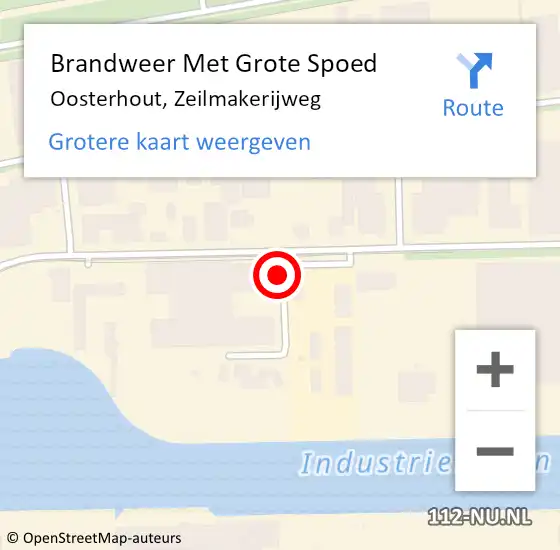 Locatie op kaart van de 112 melding: Brandweer Met Grote Spoed Naar Oosterhout, Zeilmakerijweg op 17 april 2022 16:59