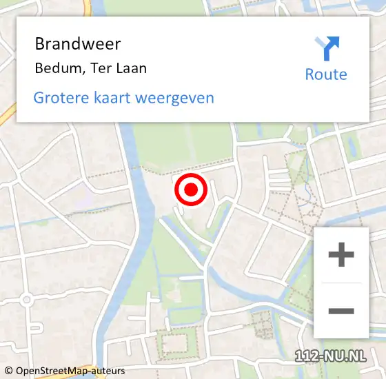 Locatie op kaart van de 112 melding: Brandweer Bedum, Ter Laan op 17 april 2022 17:11