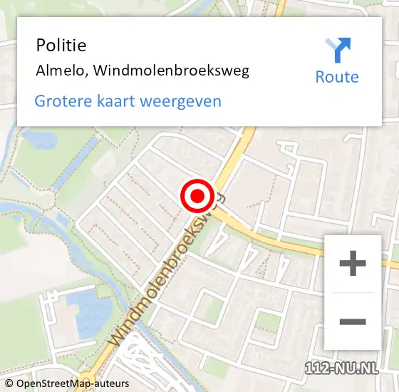 Locatie op kaart van de 112 melding: Politie Almelo, Windmolenbroeksweg op 17 april 2022 17:21