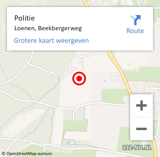 Locatie op kaart van de 112 melding: Politie Loenen, Beekbergerweg op 17 april 2022 17:51