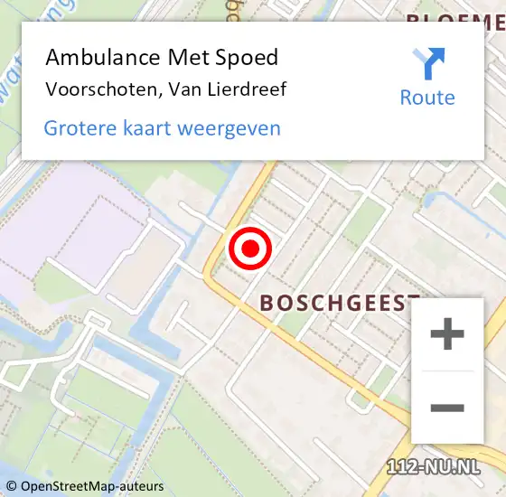 Locatie op kaart van de 112 melding: Ambulance Met Spoed Naar Voorschoten, Van Lierdreef op 17 april 2022 17:59