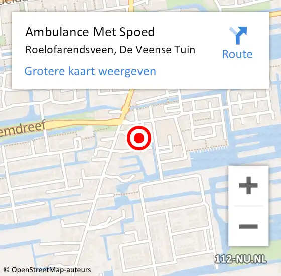 Locatie op kaart van de 112 melding: Ambulance Met Spoed Naar Roelofarendsveen, De Veense Tuin op 17 april 2022 18:11