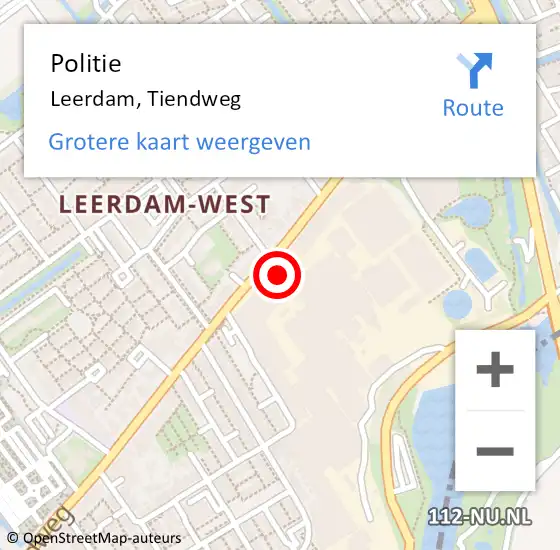 Locatie op kaart van de 112 melding: Politie Leerdam, Tiendweg op 17 april 2022 18:11