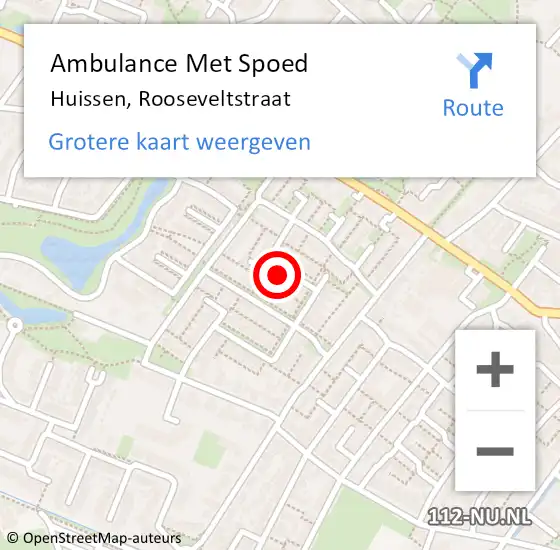 Locatie op kaart van de 112 melding: Ambulance Met Spoed Naar Huissen, Rooseveltstraat op 17 april 2022 18:16