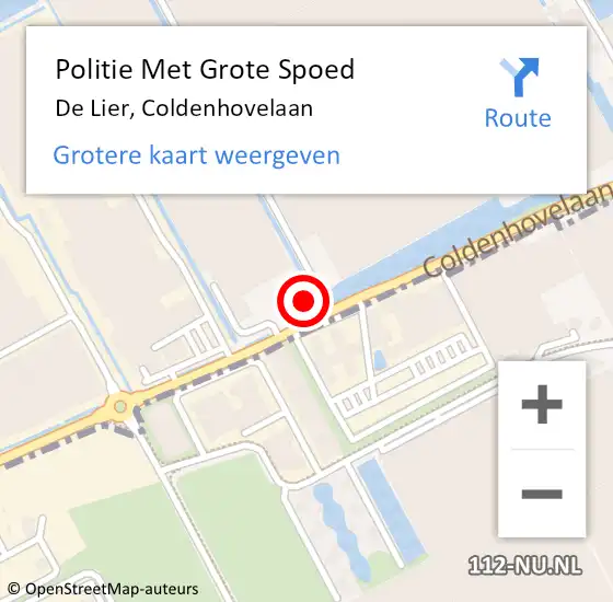 Locatie op kaart van de 112 melding: Politie Met Grote Spoed Naar De Lier, Coldenhovelaan op 17 april 2022 18:22