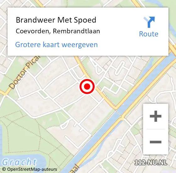 Locatie op kaart van de 112 melding: Brandweer Met Spoed Naar Coevorden, Rembrandtlaan op 17 april 2022 18:44