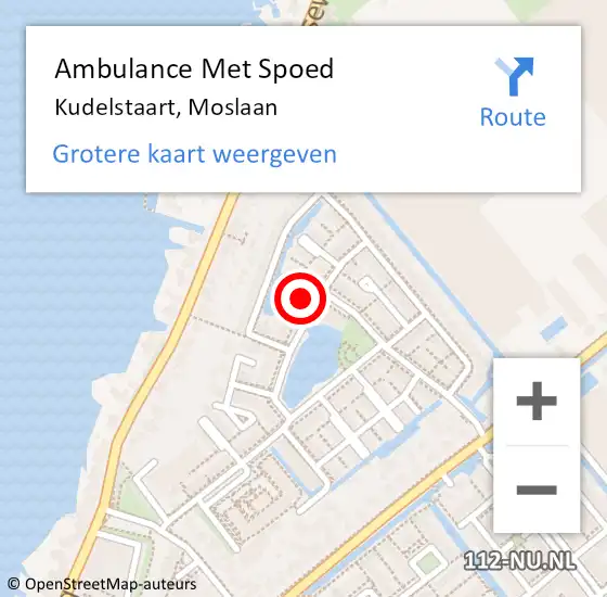 Locatie op kaart van de 112 melding: Ambulance Met Spoed Naar Kudelstaart, Moslaan op 17 april 2022 18:50