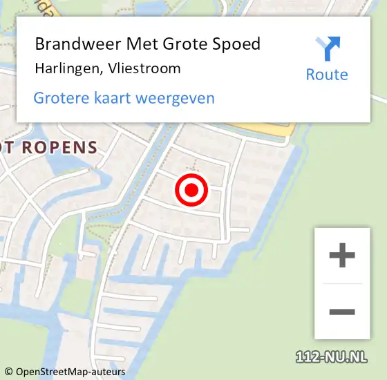 Locatie op kaart van de 112 melding: Brandweer Met Grote Spoed Naar Harlingen, Vliestroom op 17 april 2022 18:53