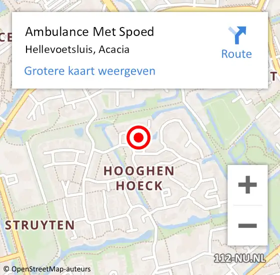 Locatie op kaart van de 112 melding: Ambulance Met Spoed Naar Hellevoetsluis, Acacia op 17 april 2022 18:54