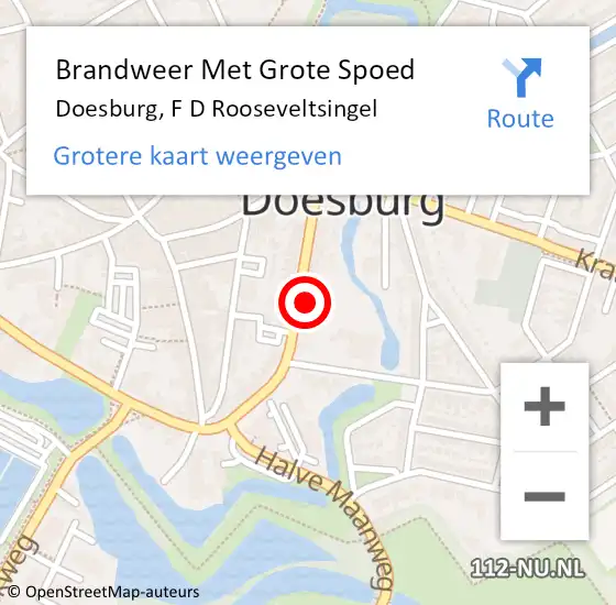 Locatie op kaart van de 112 melding: Brandweer Met Grote Spoed Naar Doesburg, F D Rooseveltsingel op 17 april 2022 19:01