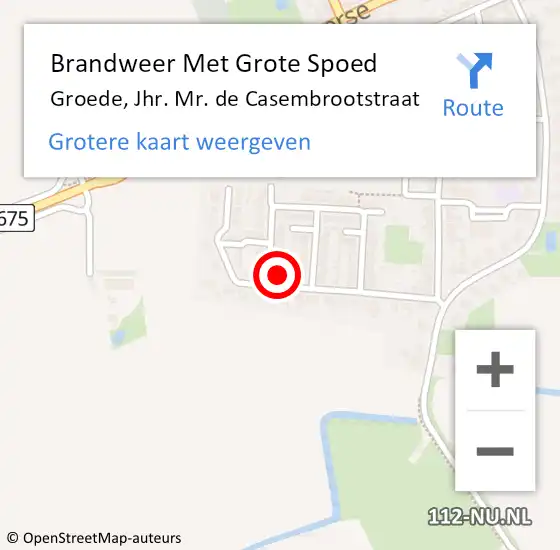 Locatie op kaart van de 112 melding: Brandweer Met Grote Spoed Naar Groede, Jhr. Mr. de Casembrootstraat op 17 april 2022 19:01