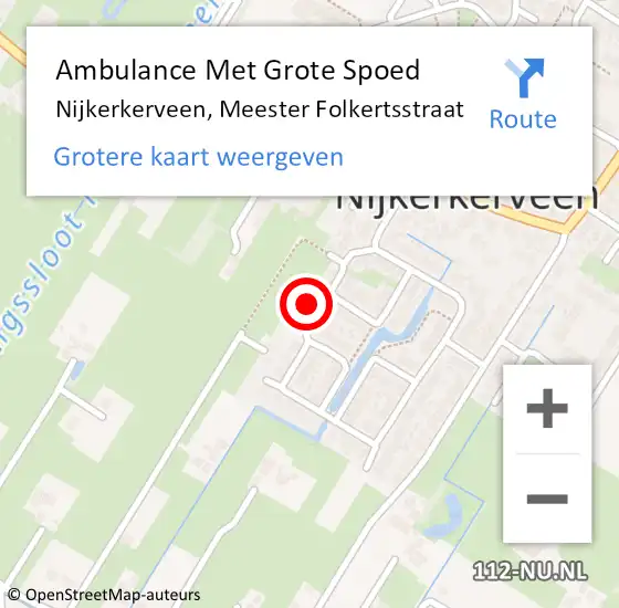 Locatie op kaart van de 112 melding: Ambulance Met Grote Spoed Naar Nijkerkerveen, Meester Folkertsstraat op 17 april 2022 19:07