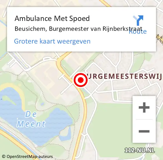 Locatie op kaart van de 112 melding: Ambulance Met Spoed Naar Beusichem, Burgemeester van Rijnberkstraat op 17 april 2022 19:08