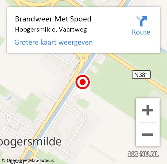 Locatie op kaart van de 112 melding: Brandweer Met Spoed Naar Hoogersmilde, Vaartweg op 17 april 2022 19:09