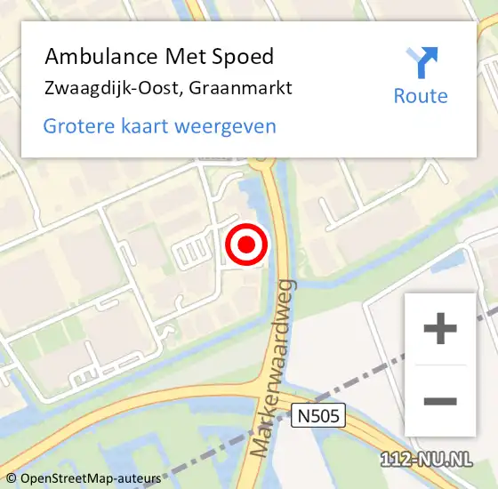 Locatie op kaart van de 112 melding: Ambulance Met Spoed Naar Zwaagdijk-Oost, Graanmarkt op 17 april 2022 19:20