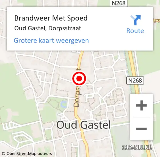 Locatie op kaart van de 112 melding: Brandweer Met Spoed Naar Oud Gastel, Dorpsstraat op 17 april 2022 19:38