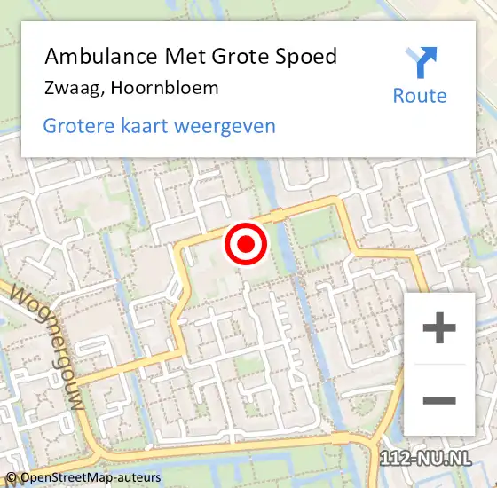 Locatie op kaart van de 112 melding: Ambulance Met Grote Spoed Naar Zwaag, Hoornbloem op 17 april 2022 19:39