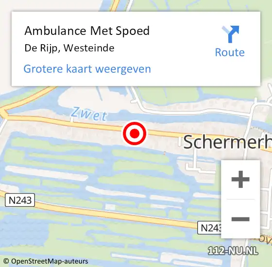 Locatie op kaart van de 112 melding: Ambulance Met Spoed Naar De Rijp, Westeinde op 17 april 2022 20:12