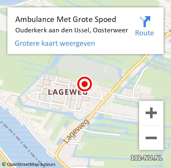 Locatie op kaart van de 112 melding: Ambulance Met Grote Spoed Naar Ouderkerk aan den IJssel, Oosterweer op 17 april 2022 20:29