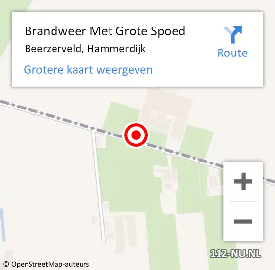 Locatie op kaart van de 112 melding: Brandweer Met Grote Spoed Naar Beerzerveld, Hammerdijk op 17 april 2022 20:35