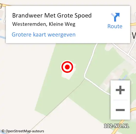 Locatie op kaart van de 112 melding: Brandweer Met Grote Spoed Naar Westeremden, Kleine Weg op 17 april 2022 20:54