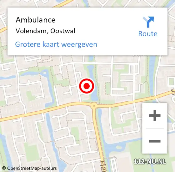 Locatie op kaart van de 112 melding: Ambulance Volendam, Oostwal op 17 april 2022 21:03