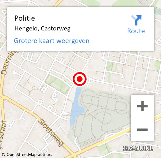 Locatie op kaart van de 112 melding: Politie Hengelo, Castorweg op 17 april 2022 21:07