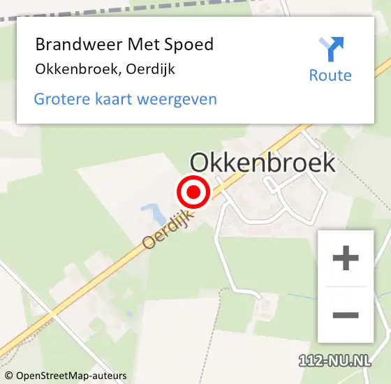 Locatie op kaart van de 112 melding: Brandweer Met Spoed Naar Okkenbroek, Oerdijk op 17 april 2022 21:12