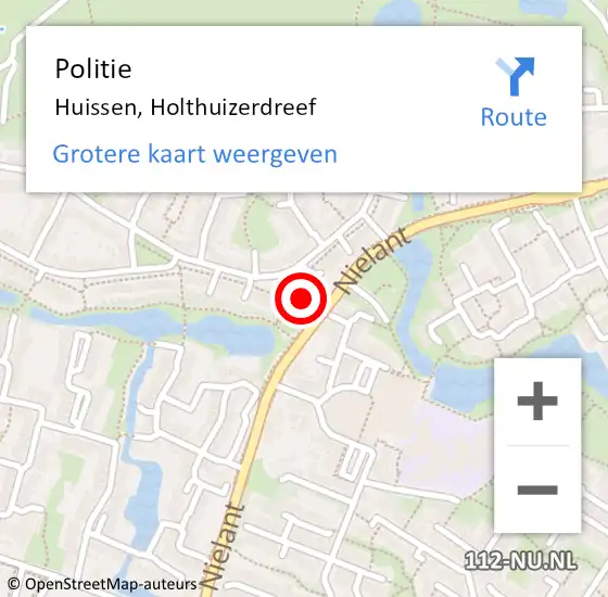 Locatie op kaart van de 112 melding: Politie Huissen, Holthuizerdreef op 17 april 2022 21:17