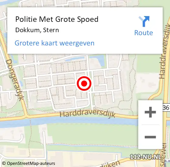 Locatie op kaart van de 112 melding: Politie Met Grote Spoed Naar Dokkum, Stern op 17 april 2022 21:24