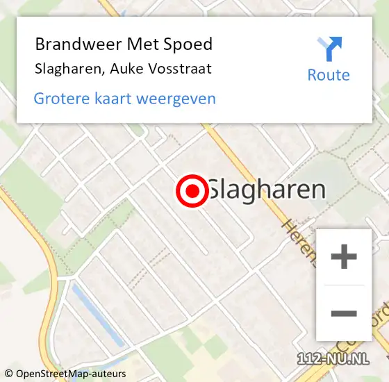 Locatie op kaart van de 112 melding: Brandweer Met Spoed Naar Slagharen, Auke Vosstraat op 17 april 2022 21:31