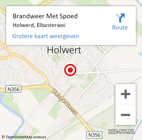 Locatie op kaart van de 112 melding: Brandweer Met Spoed Naar Holwerd, Elbasterwei op 17 april 2022 21:35