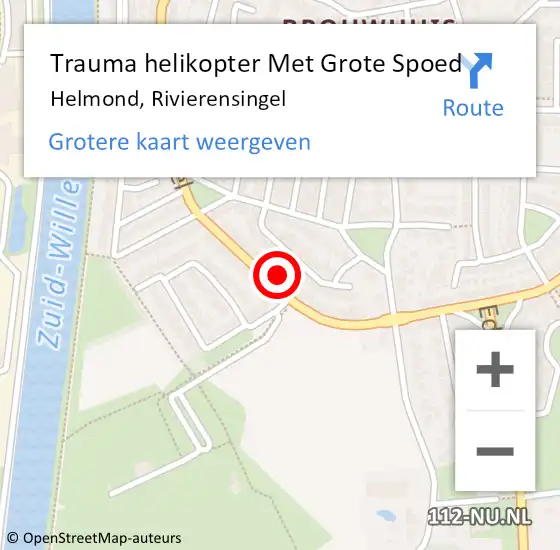 Locatie op kaart van de 112 melding: Trauma helikopter Met Grote Spoed Naar Helmond, Rivierensingel op 17 april 2022 21:37