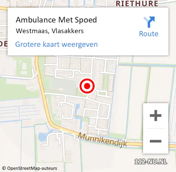 Locatie op kaart van de 112 melding: Ambulance Met Spoed Naar Westmaas, Vlasakkers op 17 april 2022 21:41