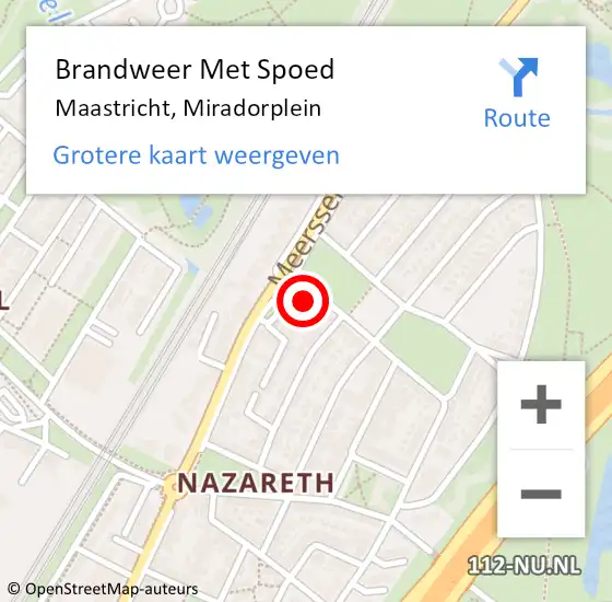 Locatie op kaart van de 112 melding: Brandweer Met Spoed Naar Maastricht, Miradorplein op 17 april 2022 21:54