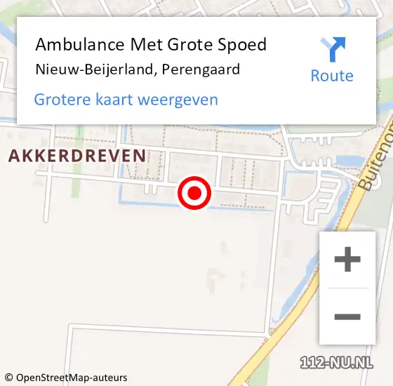 Locatie op kaart van de 112 melding: Ambulance Met Grote Spoed Naar Nieuw-Beijerland, Perengaard op 17 april 2022 22:01