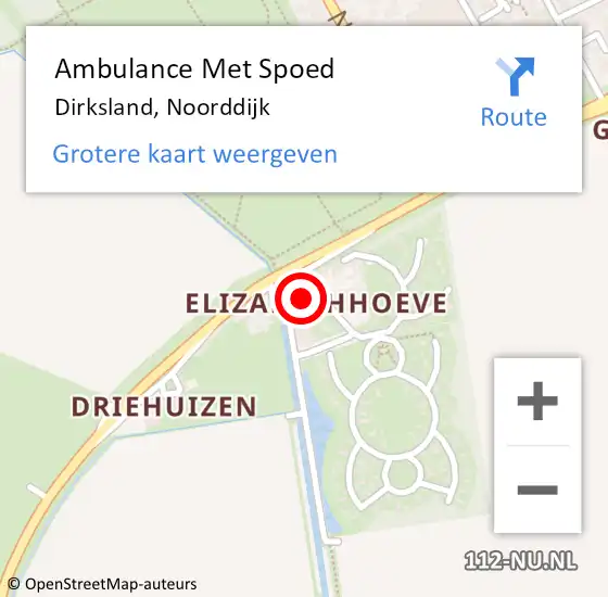 Locatie op kaart van de 112 melding: Ambulance Met Spoed Naar Dirksland, Noorddijk op 17 april 2022 22:01