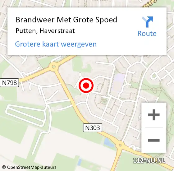 Locatie op kaart van de 112 melding: Brandweer Met Grote Spoed Naar Putten, Haverstraat op 17 april 2022 22:31