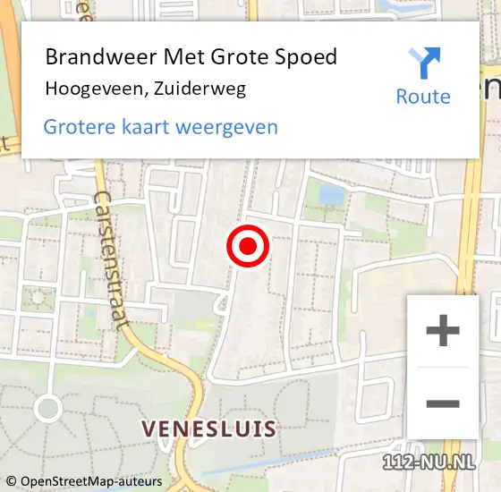 Locatie op kaart van de 112 melding: Brandweer Met Grote Spoed Naar Hoogeveen, Zuiderweg op 17 april 2022 23:32