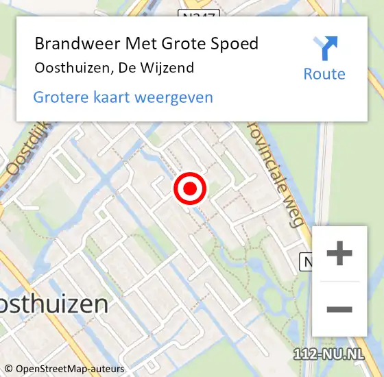 Locatie op kaart van de 112 melding: Brandweer Met Grote Spoed Naar Oosthuizen, De Wijzend op 17 april 2022 23:34