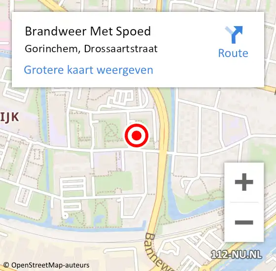 Locatie op kaart van de 112 melding: Brandweer Met Spoed Naar Gorinchem, Drossaartstraat op 17 april 2022 23:35