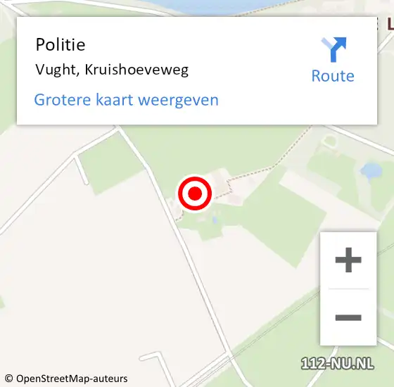 Locatie op kaart van de 112 melding: Politie Vught, Kruishoeveweg op 17 april 2022 23:39