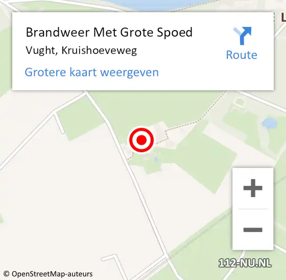 Locatie op kaart van de 112 melding: Brandweer Met Grote Spoed Naar Vught, Kruishoeveweg op 17 april 2022 23:39