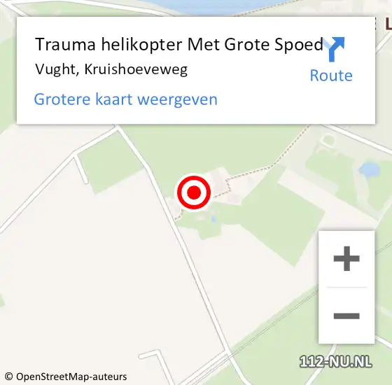 Locatie op kaart van de 112 melding: Trauma helikopter Met Grote Spoed Naar Vught, Kruishoeveweg op 17 april 2022 23:43