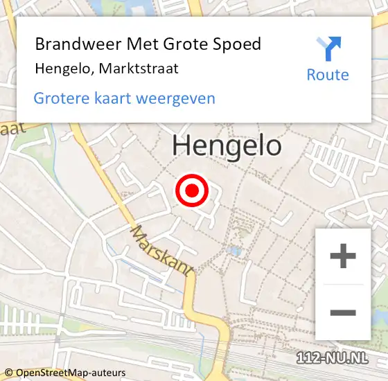 Locatie op kaart van de 112 melding: Brandweer Met Grote Spoed Naar Hengelo, Marktstraat op 18 april 2022 00:30