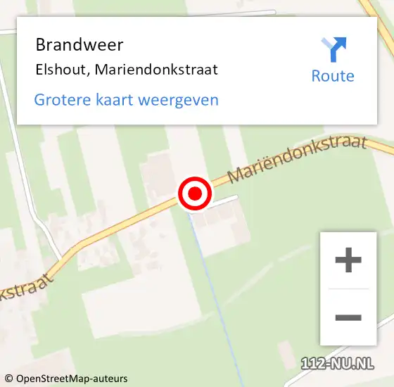 Locatie op kaart van de 112 melding: Brandweer Elshout, Mariendonkstraat op 14 juli 2014 18:23